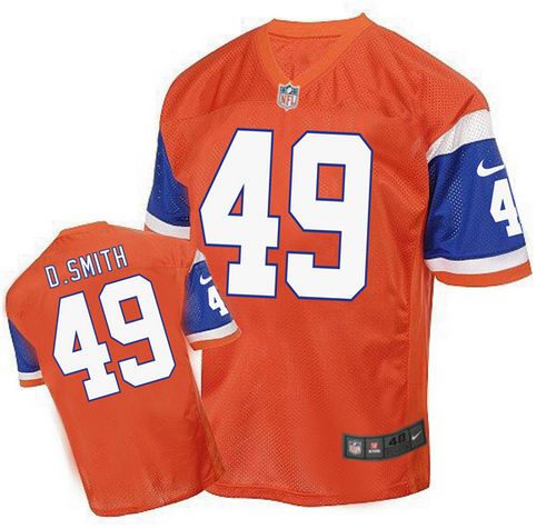 Nike Broncos #49 Dennis Smith Orange Men's Stitched NFL Elite Throwback Jersey - Click Image to Close
